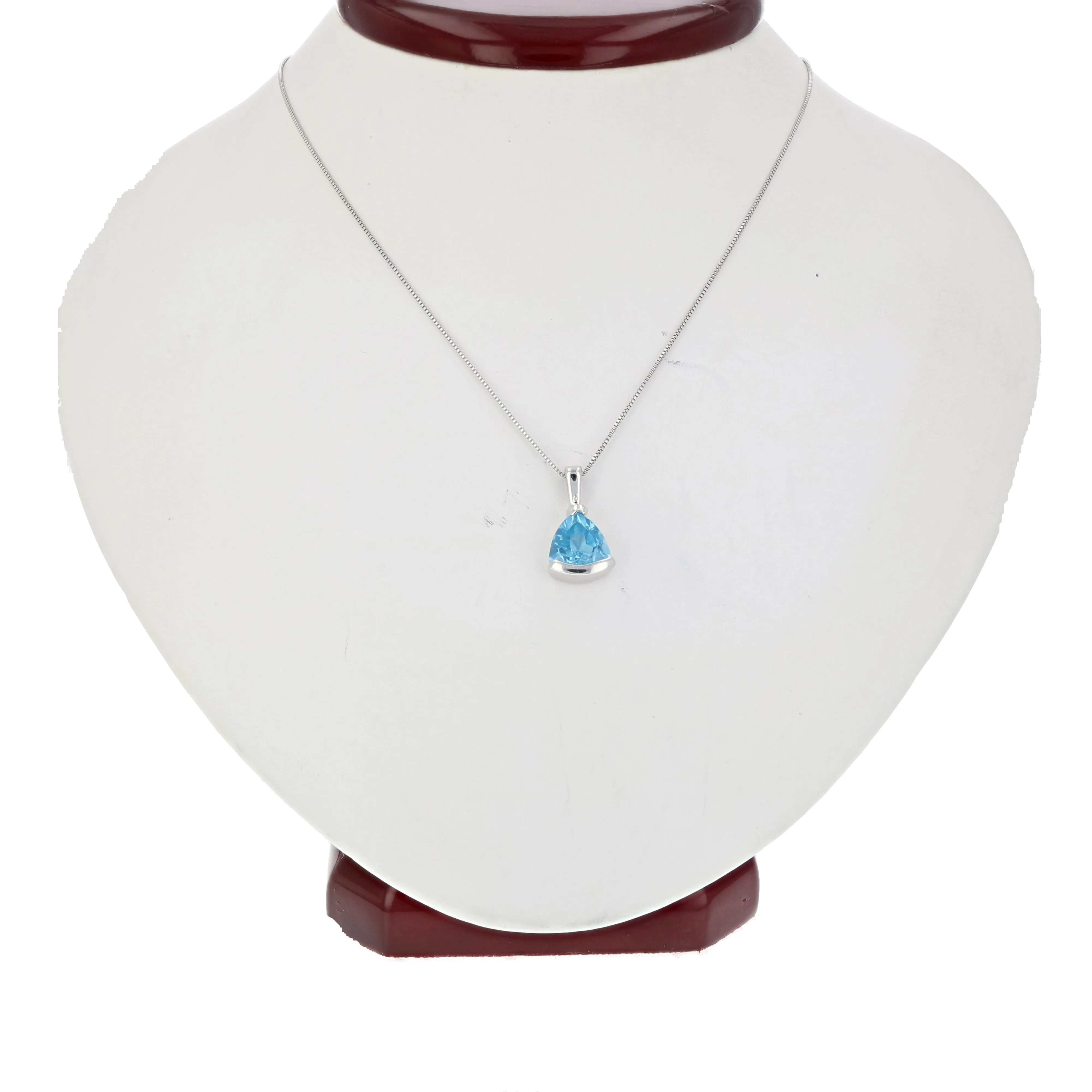 0.90 cttw Swiss Blue Topaz Pendant Necklace .925 Sterling Silver 7 MM Trillion