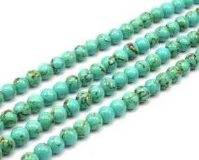 1 Strand Turquoise 8mm Round Gemstone Round Beads 15.5 Inches G279 T002