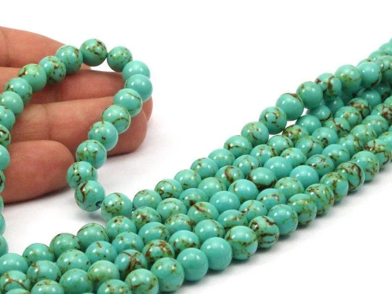 1 Strand Turquoise 8mm Round Gemstone Round Beads 15.5 Inches G279 T002