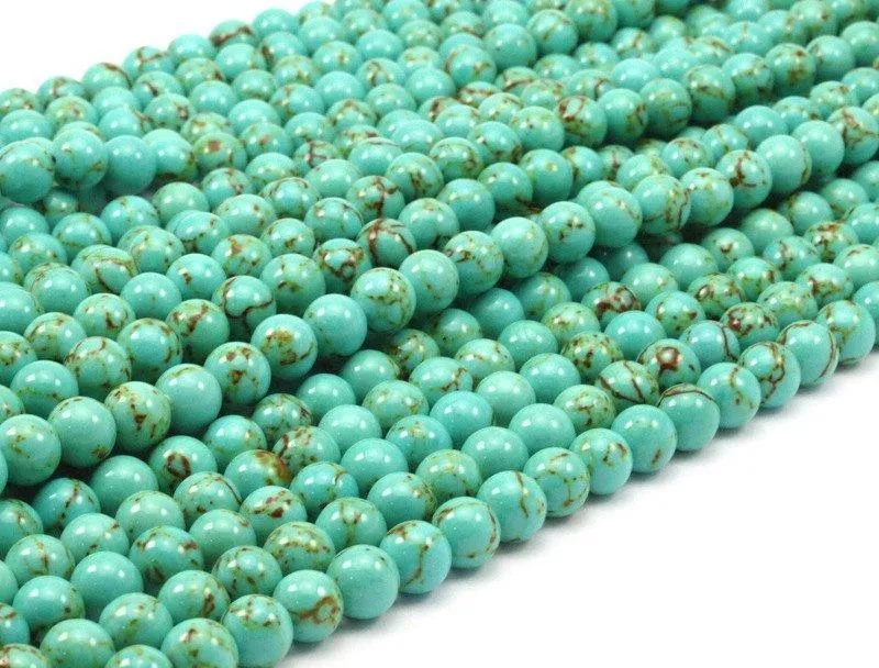 1 Strand Turquoise 8mm Round Gemstone Round Beads 15.5 Inches G279 T002