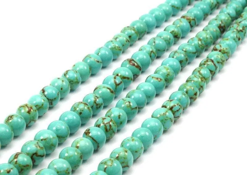 1 Strand Turquoise 8mm Round Gemstone Round Beads 15.5 Inches G279 T002