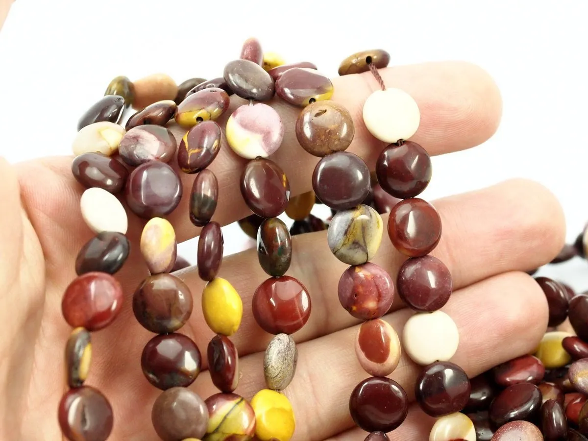 12 Strands Moukaite Jasper 10mm Coin Gemstone Beads G200 T013