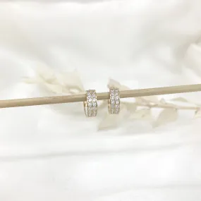 14k Gold Double Row CZ Huggies