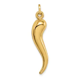 14k Gold Hollow 3D Italian Horn Charm