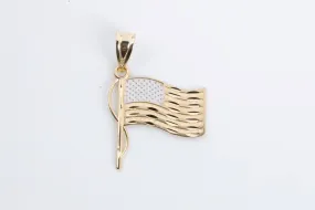 14k Two-Tone Gold Flag Charm (1.28g.)