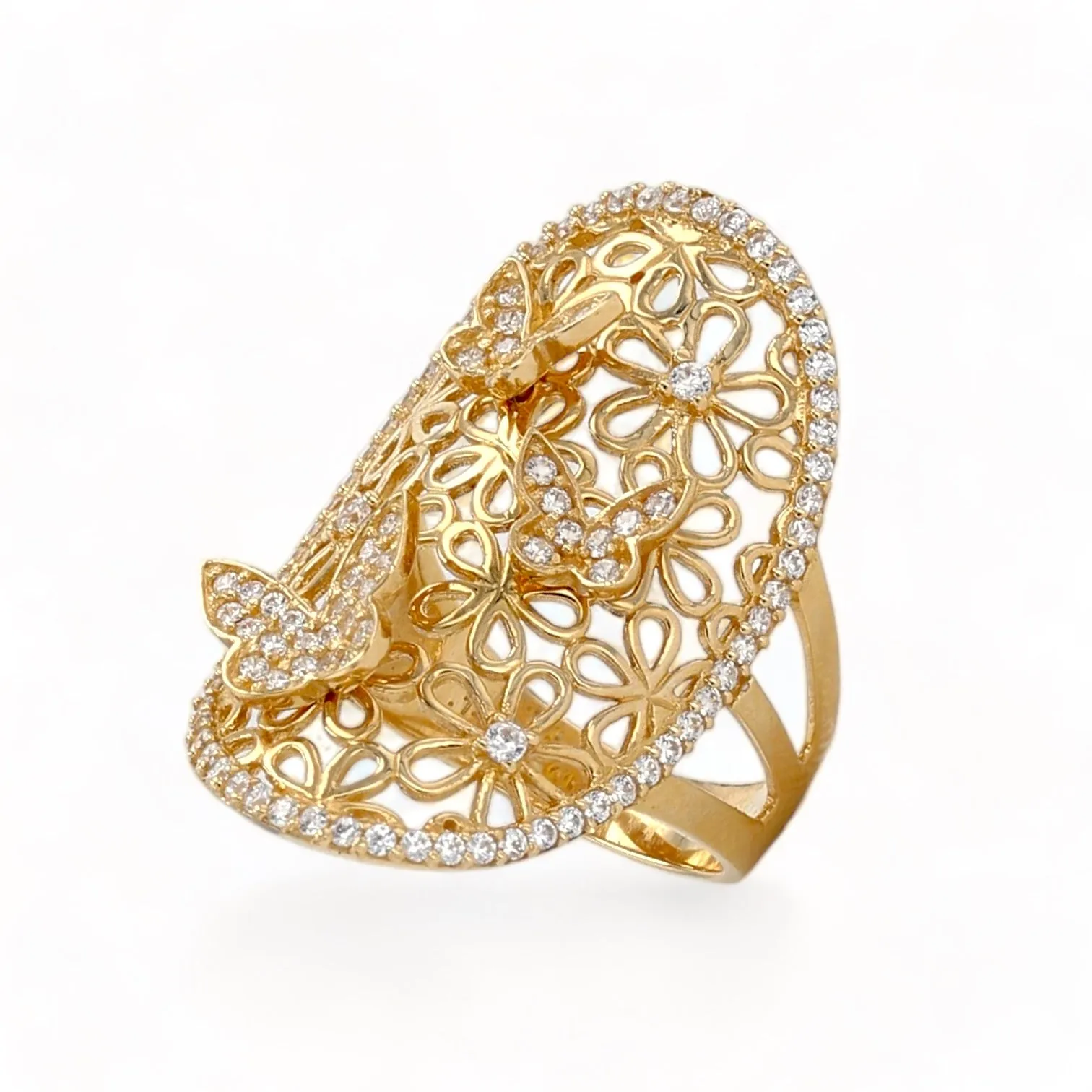 14K Yellow gold butterfly filigrana ring-223559