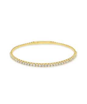 14K Yellow Gold Diamond Flexible Bangle Bracelet 2.01cttw