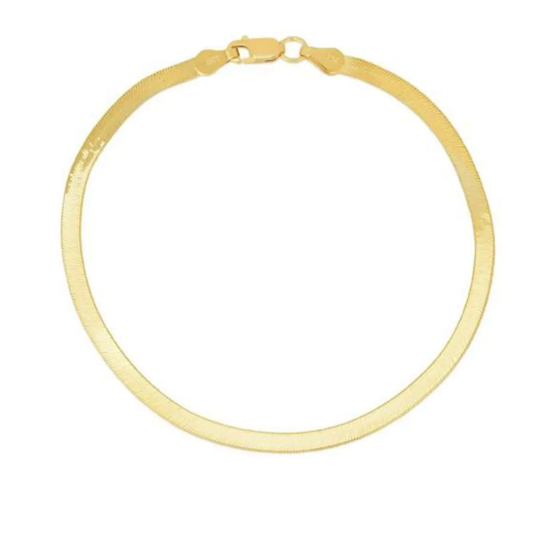 1.5mm 14k Yellow Gold Super Flex Herringbone Bracelet