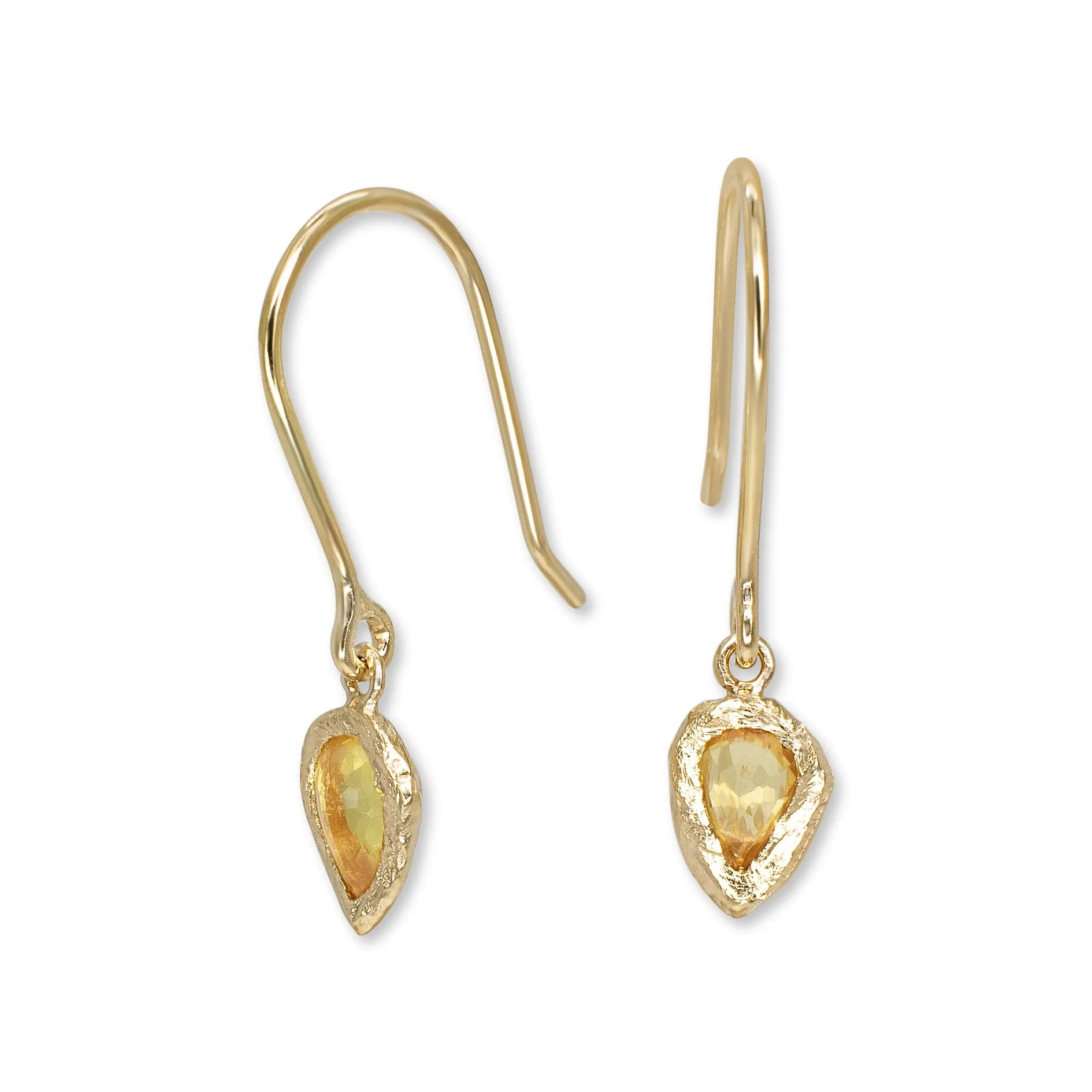 18K Teardrop Earrings in Yellow Sapphire