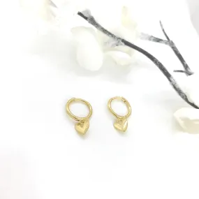 18k/925 Vermeil Huggies with Dangling Heart