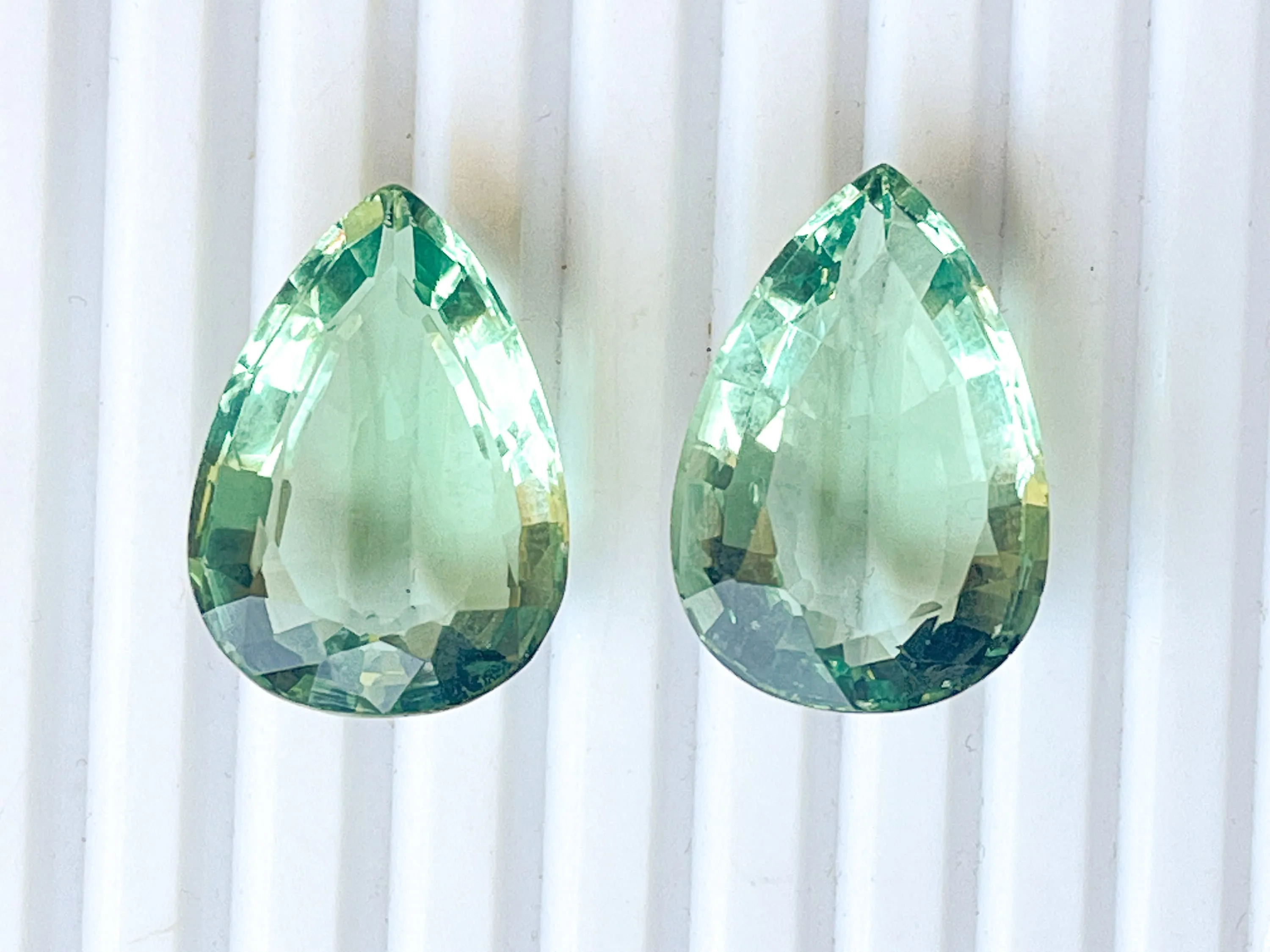 18x30MM Natural Green Fluorite Pear Shape faceted Cut Loose Gemstone Matching Pair