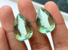 18x30MM Natural Green Fluorite Pear Shape faceted Cut Loose Gemstone Matching Pair