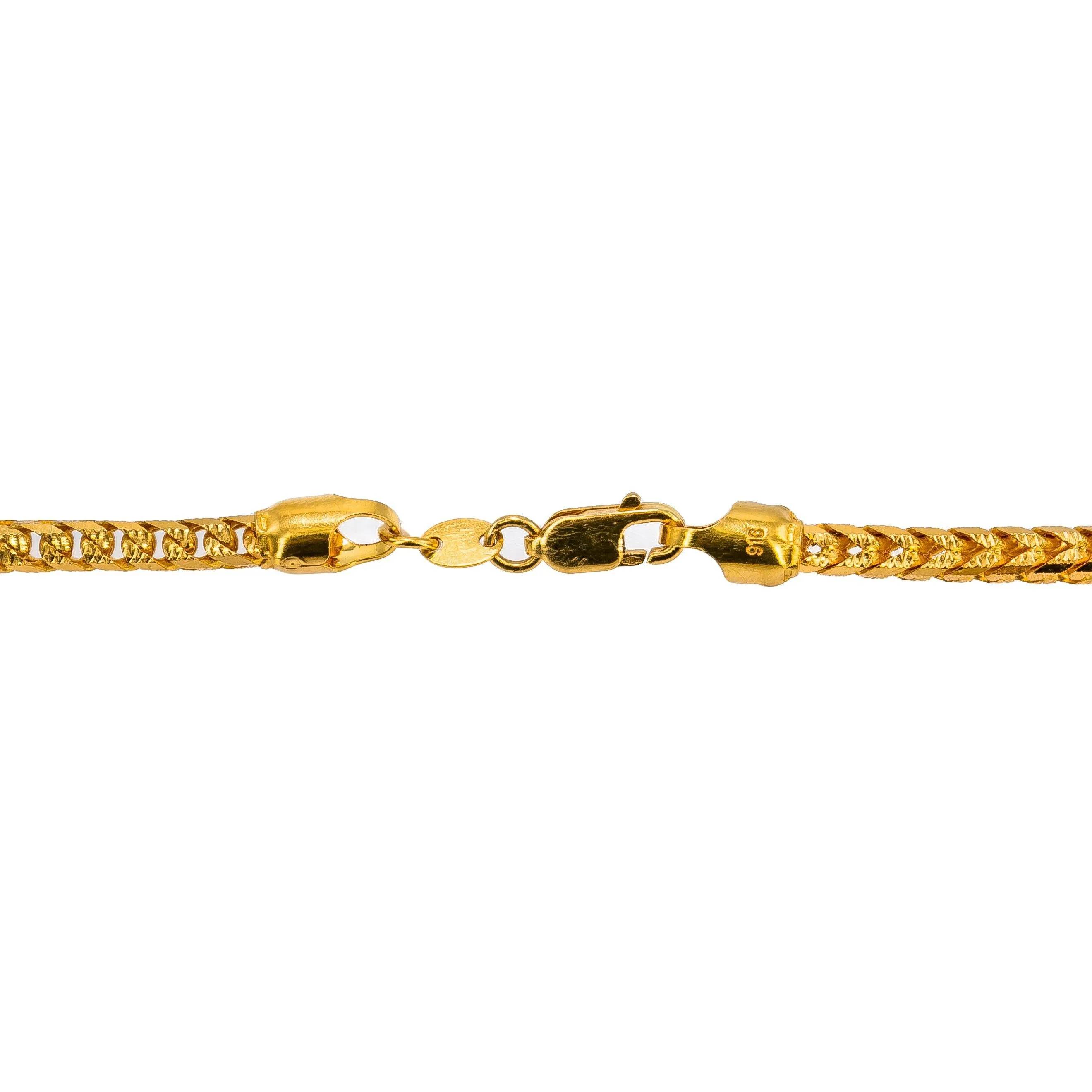 22K Yellow Gold Wheat Link Chain, 66.0 gm