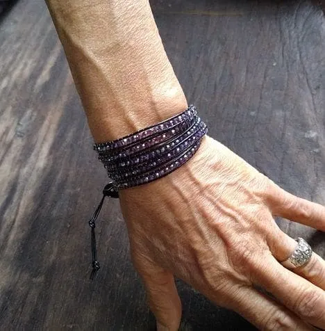 2mm crystal wrap bracelet purple