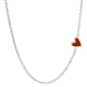 2mm Silver & Gold Enamel Heart Chain