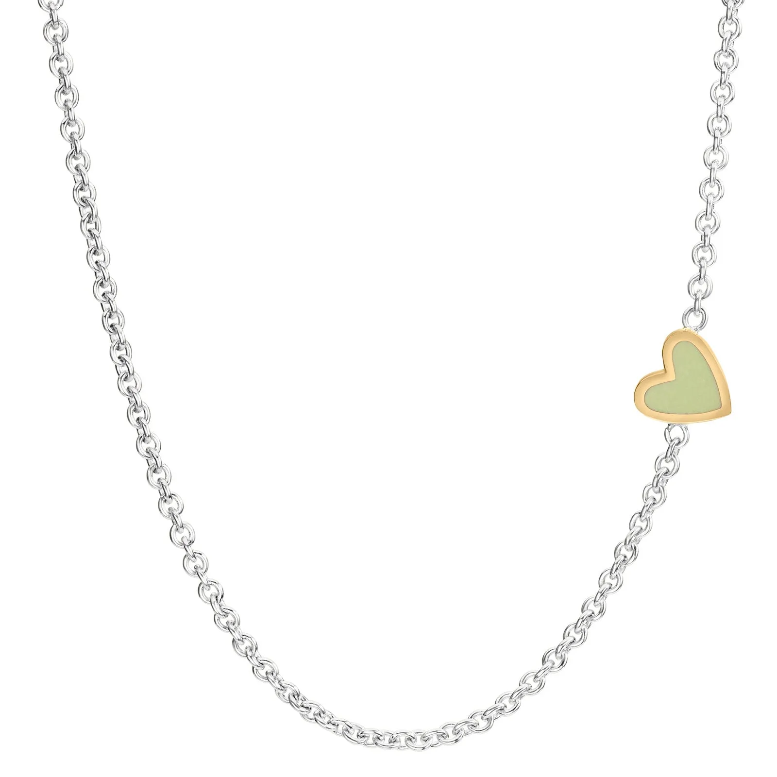 2mm Silver & Gold Enamel Heart Chain