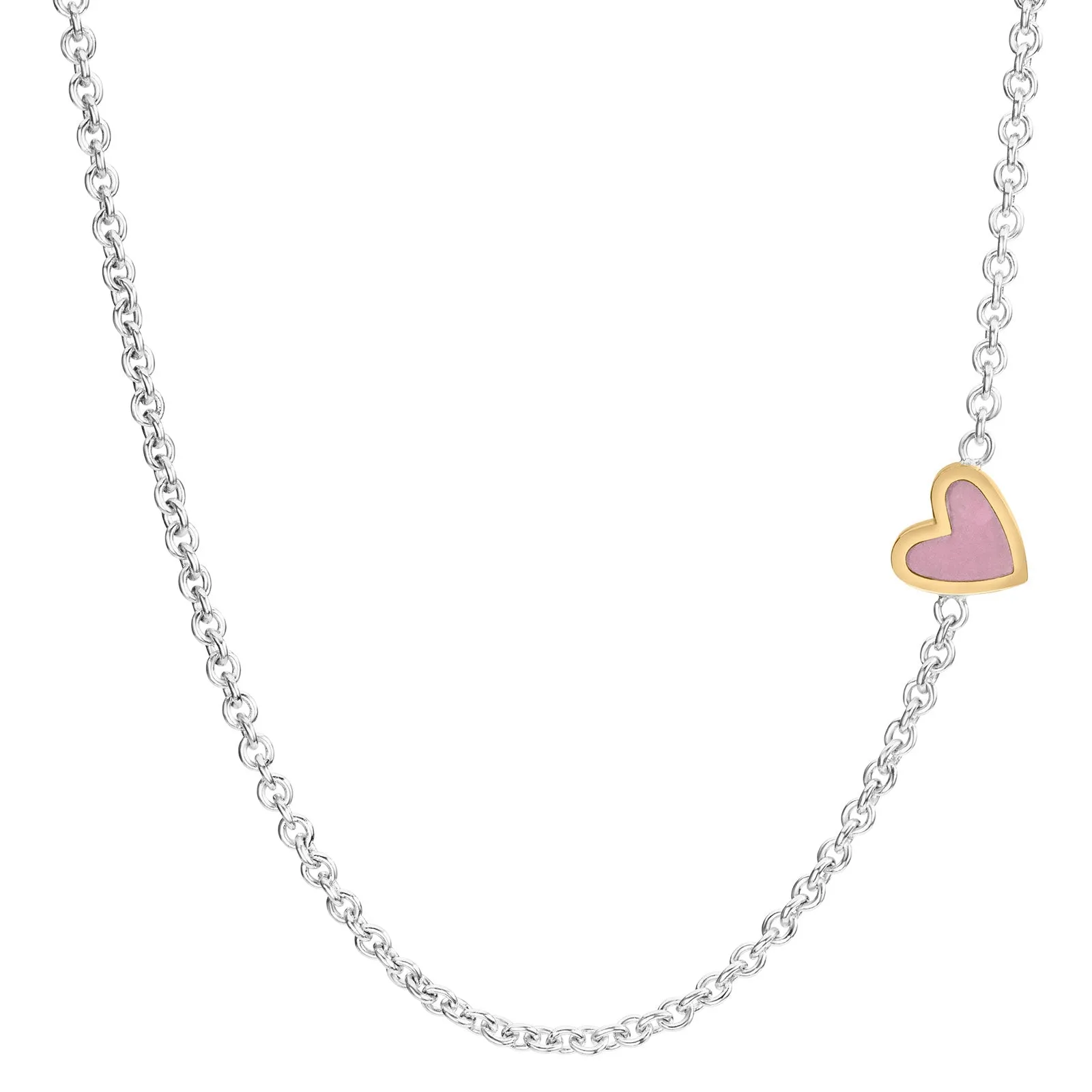 2mm Silver & Gold Enamel Heart Chain