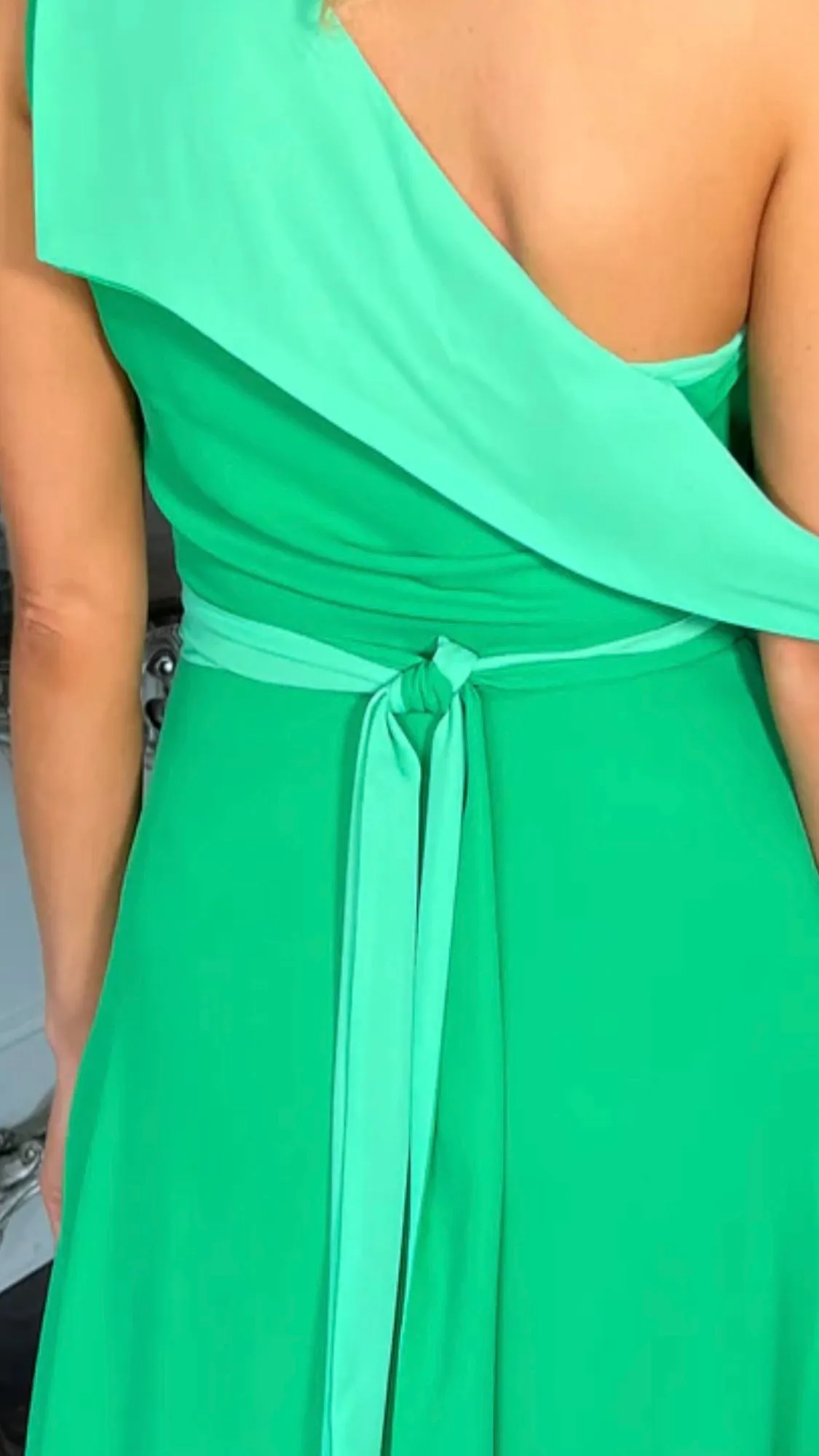 4-A1415 Bonnie Green 2 Tone Flare Dress