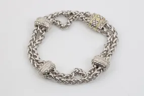 7" Andrea Candela 925 Silver and 18k Yellow Gold Double Chain Bracelet (33.11g.)