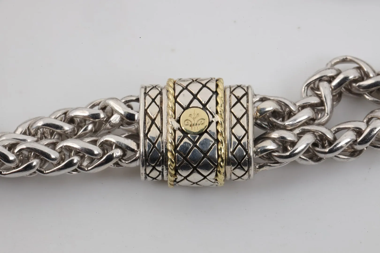 7" Andrea Candela 925 Silver and 18k Yellow Gold Double Chain Bracelet (33.11g.)