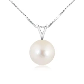 8mm Freshwater Cultured Pearl Solitaire V-Bale Pendant