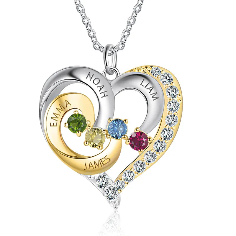 925 Silver Necklace with Birthstones Personalized Custom Name Necklace Pendant For Women Mother