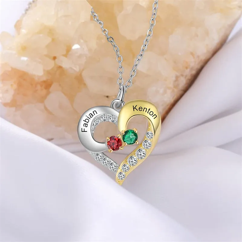 925 Silver Necklace with Birthstones Personalized Custom Name Necklace Pendant For Women Mother