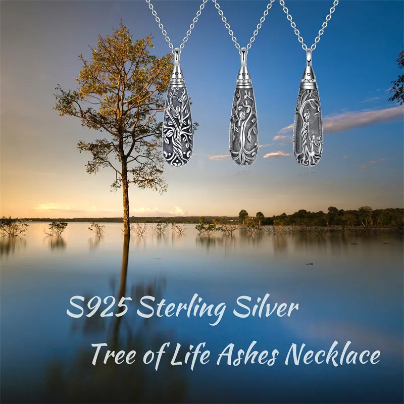 925 Sterling Silver Tree of Life Urn Necklace for Ashes Memory Keepsake Cremation Jewelry for Women