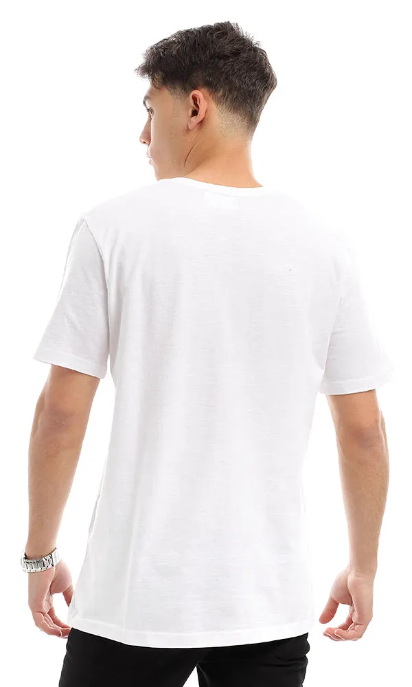 94605 V-Neck Short Sleeves Basic White Tee