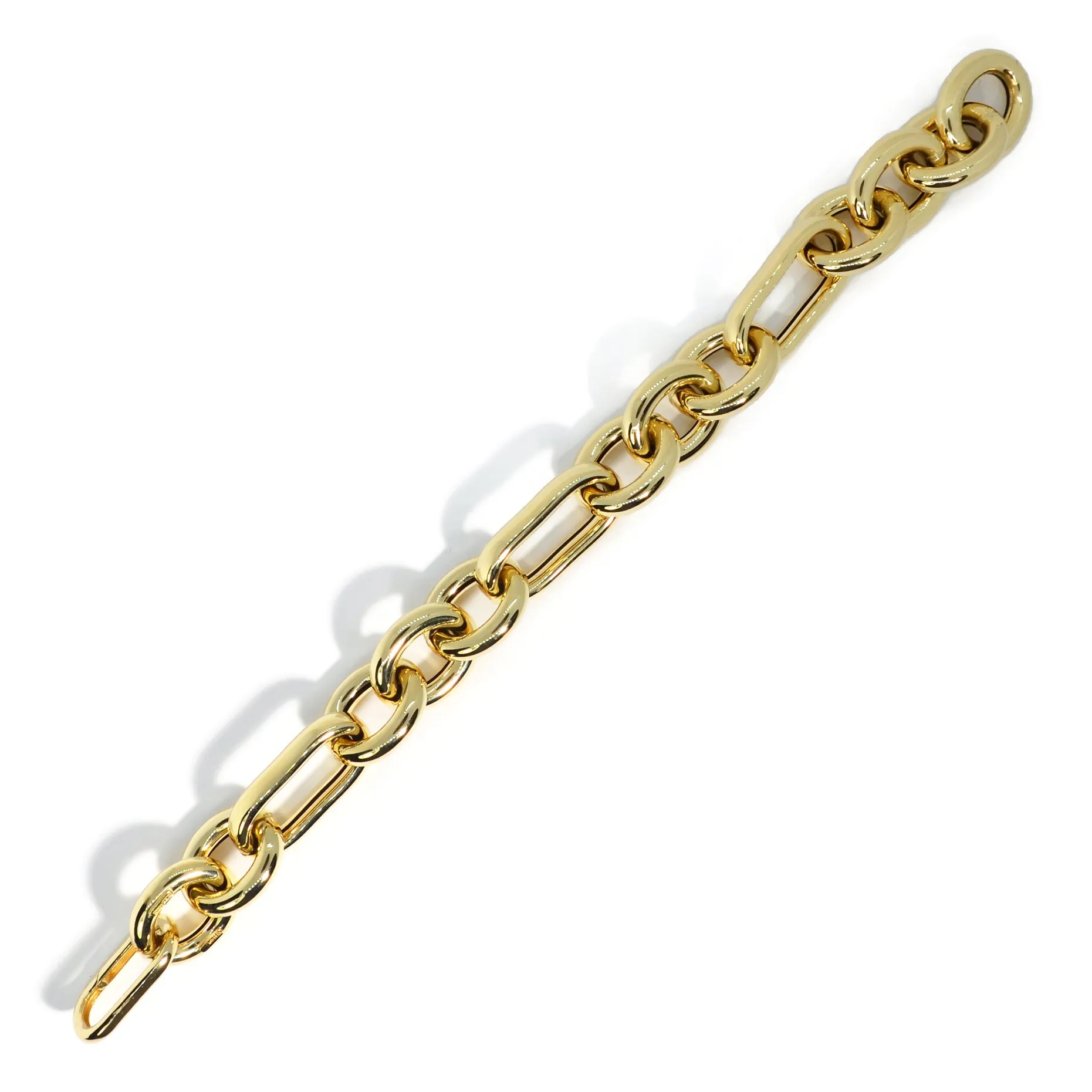 AFJ Gold Collection - Round and Oval Open Link Chain Bracelet, Yellow Gold