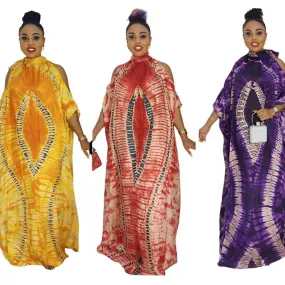 African Heritage Classic Pattern Chiffon Off-the-Shoulder Plus Size Dress