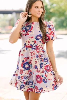 All The Good Royal Blue Floral Babydoll Dress