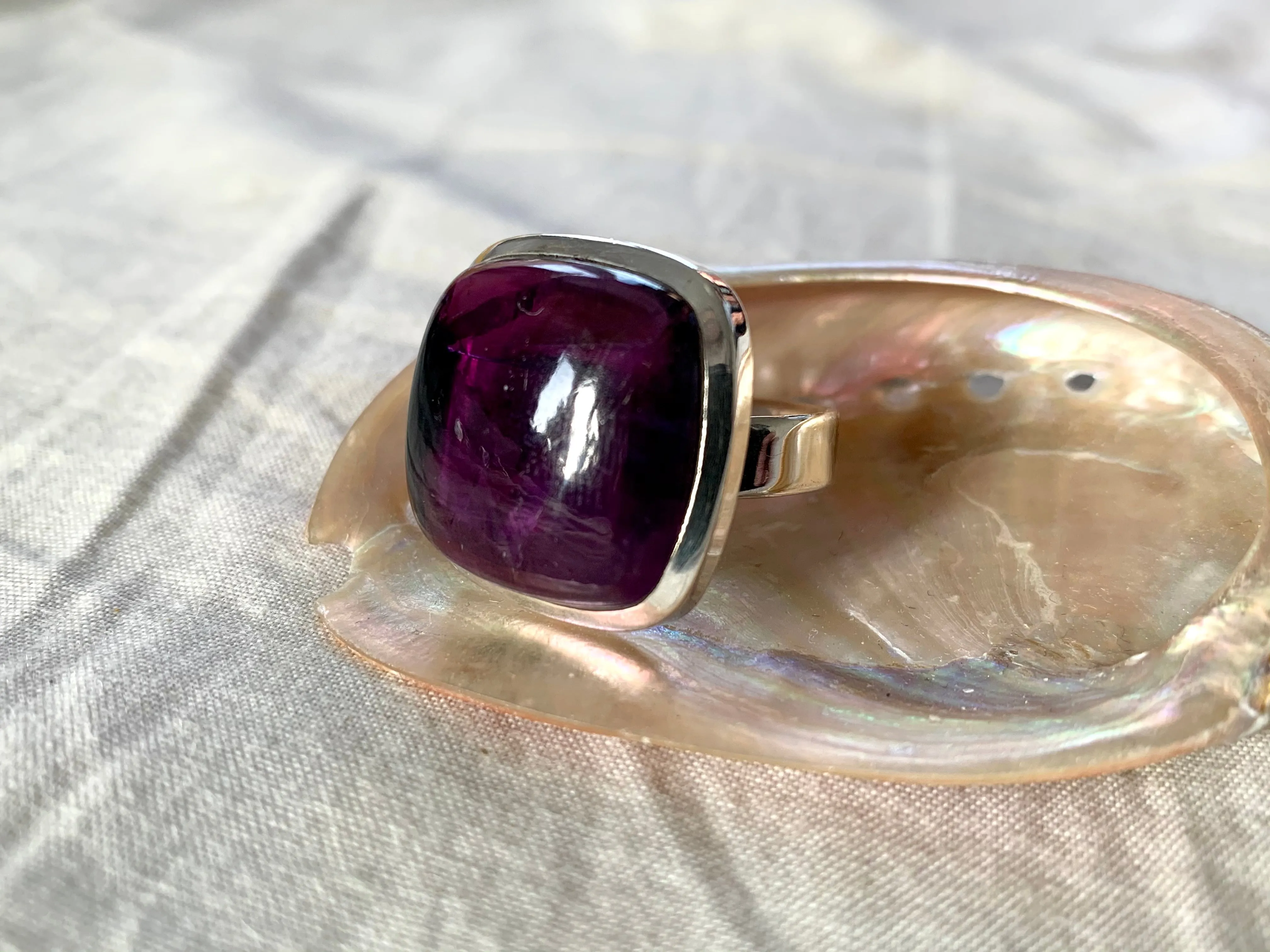 Amethyst Adjustable Ring - Square