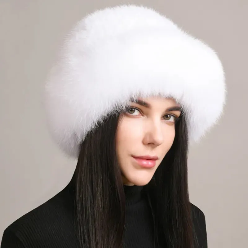 andmade Knitted Mink & Fox Fur Hat for Women