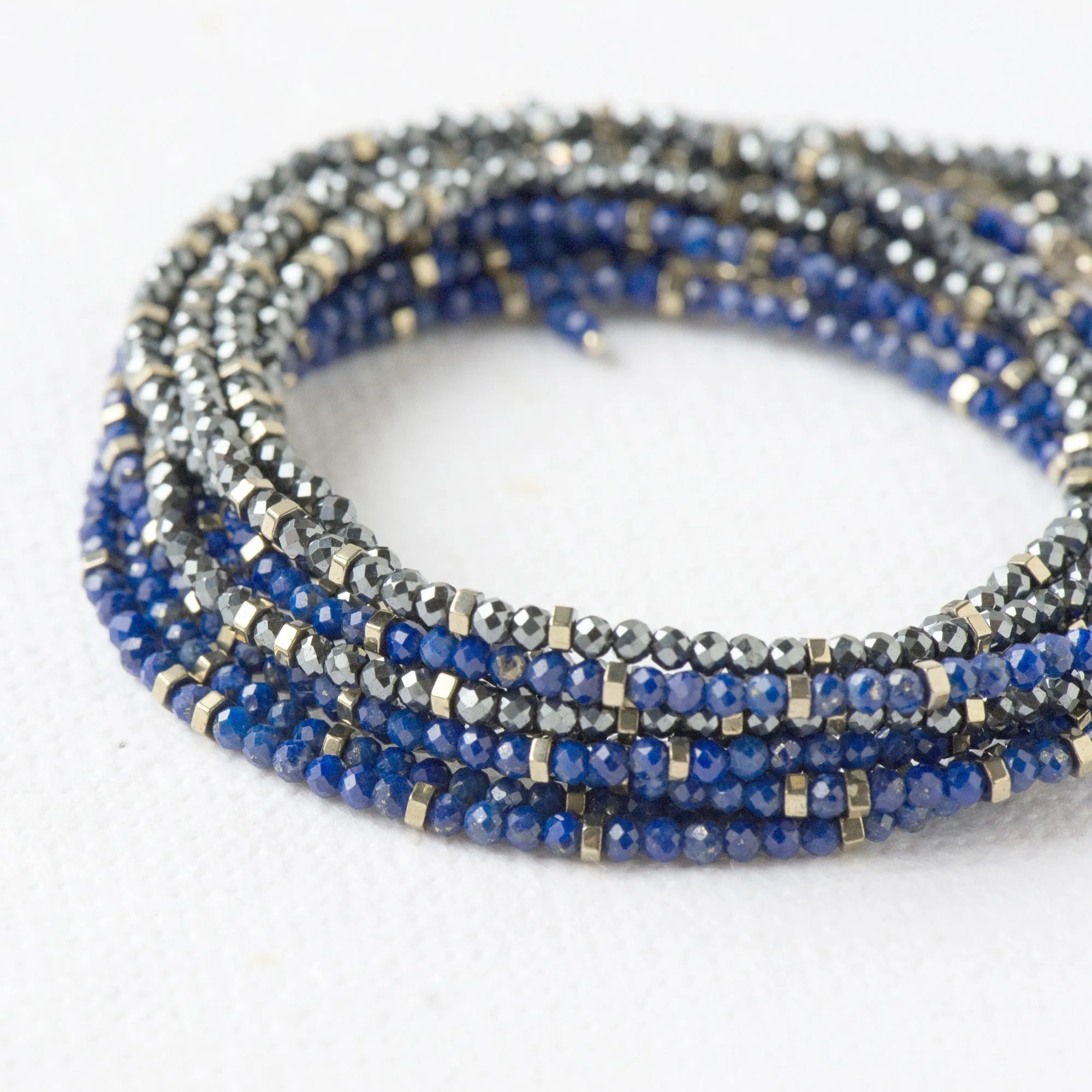 Anne Sportun Blue Lapis Beaded Confetti Wrap Bracelet & Necklace 34 B098G-CON.LAPIS