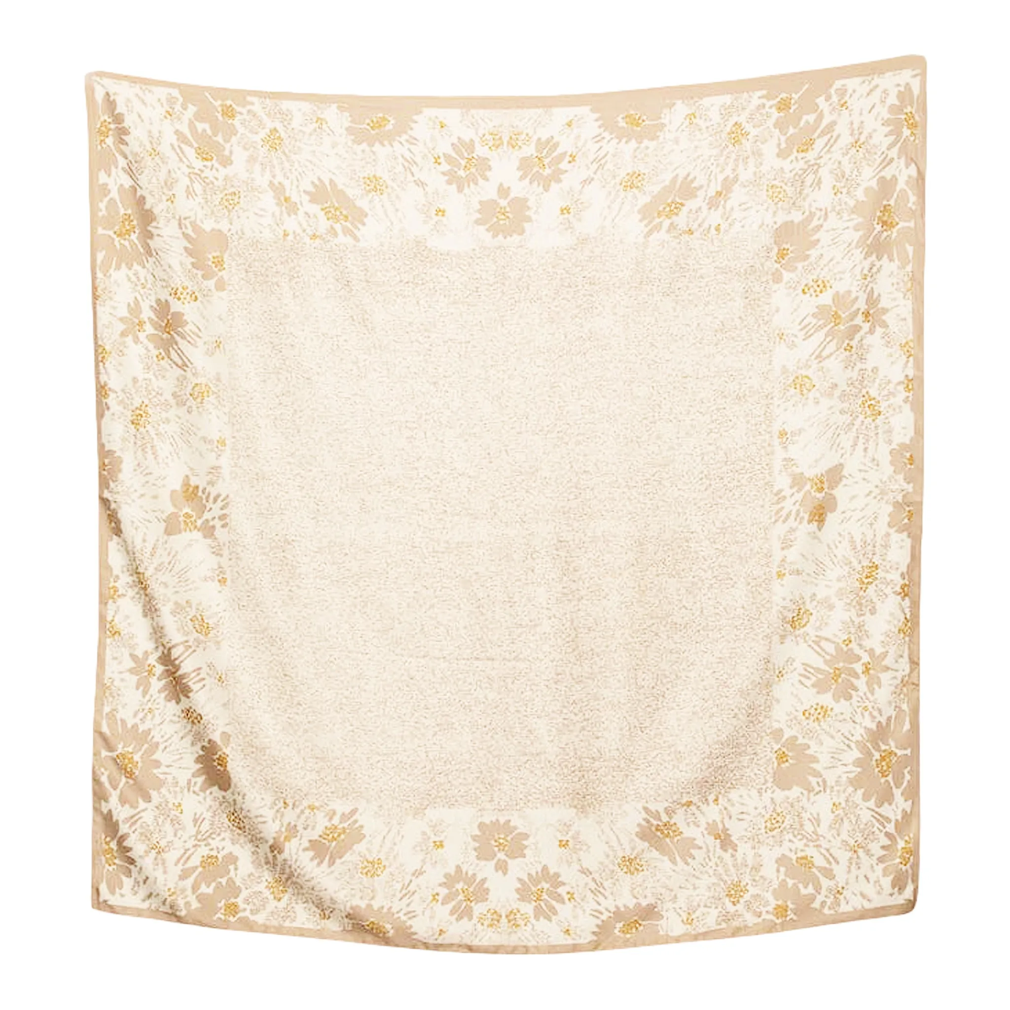 Avenue Zoe Floral Speckled Printed Silky Bandana Scarf in Beige