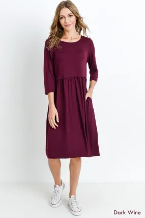 Bailey Loose Shift Fall Dress in Wine