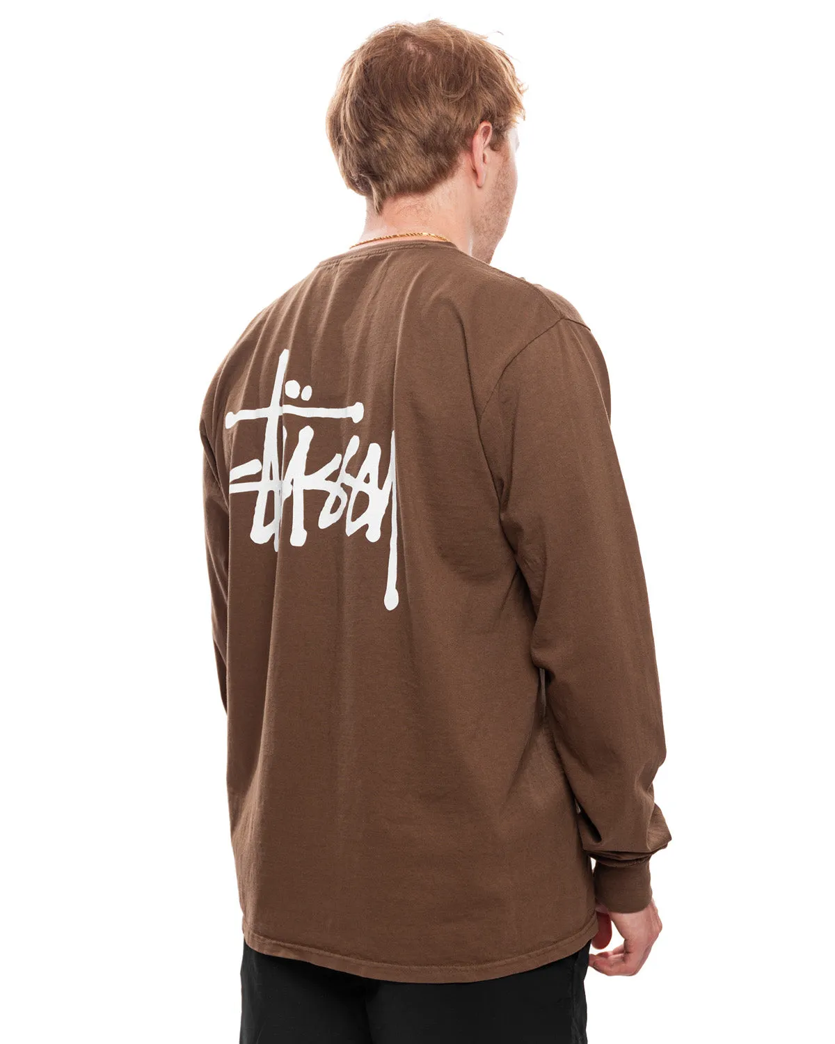 Basic Stussy Pigment Dyed LS Tee 'Brown'