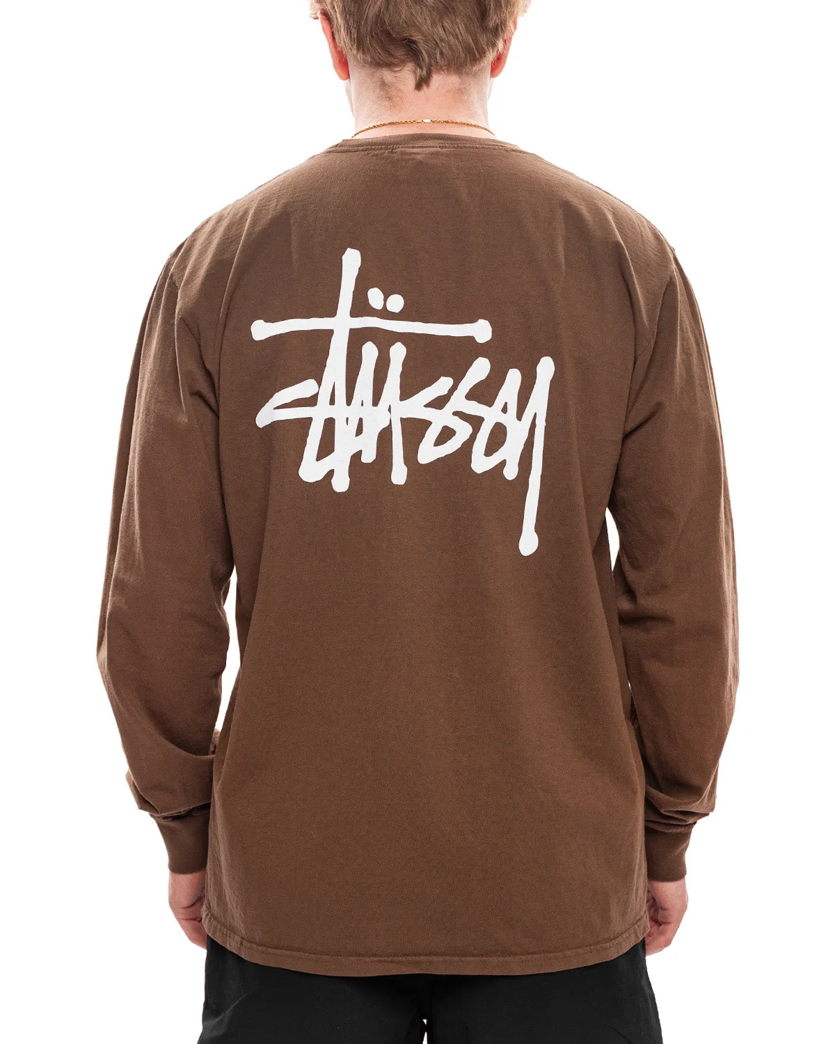 Basic Stussy Pigment Dyed LS Tee 'Brown'