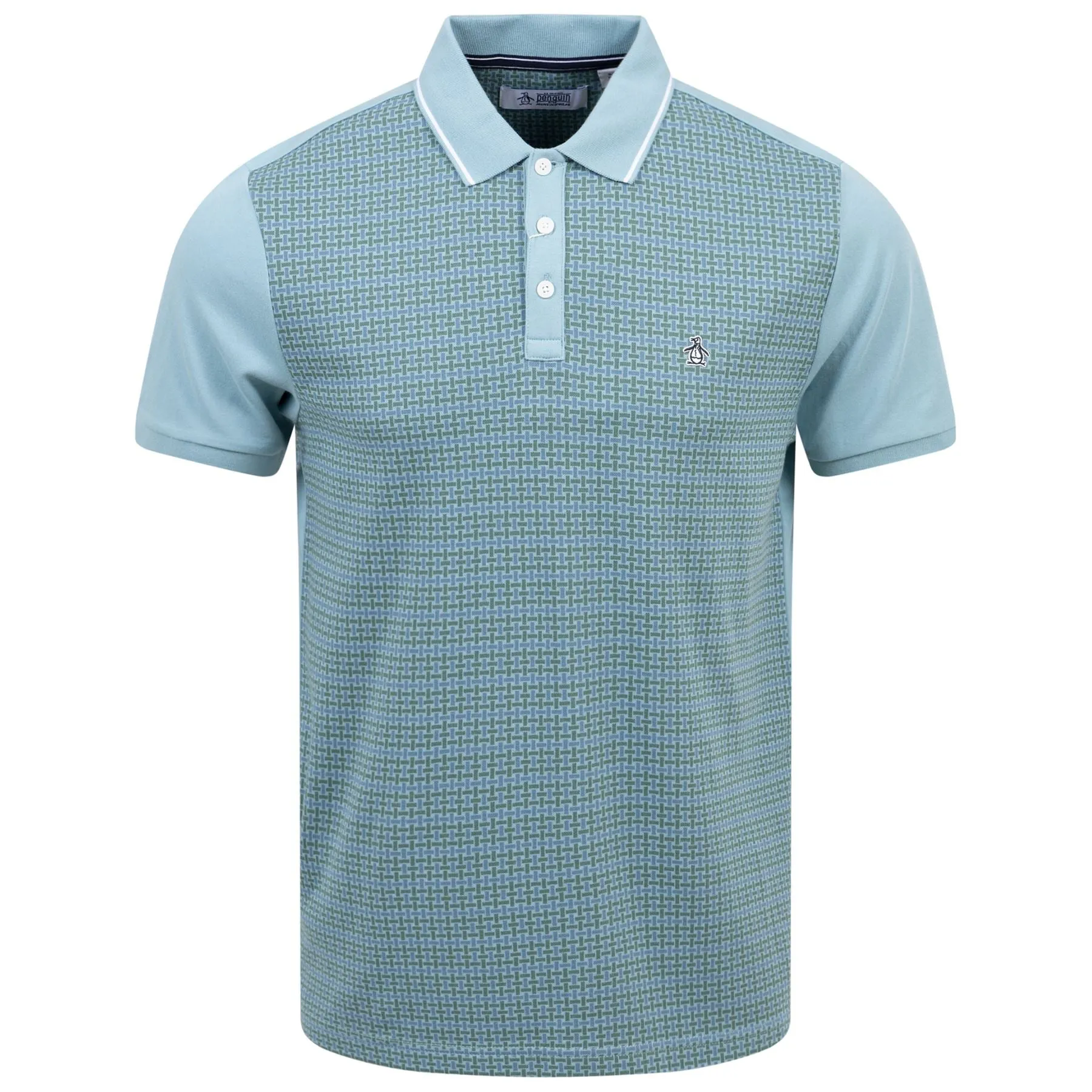 Basketweave Cotton Jacquard Polo Tourmaline Blue - SS24