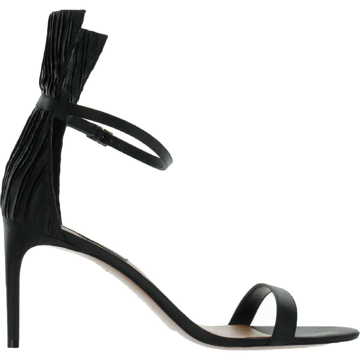 BCBGMAXAZRIA Womens Tara Satin Pleated Dress Sandals