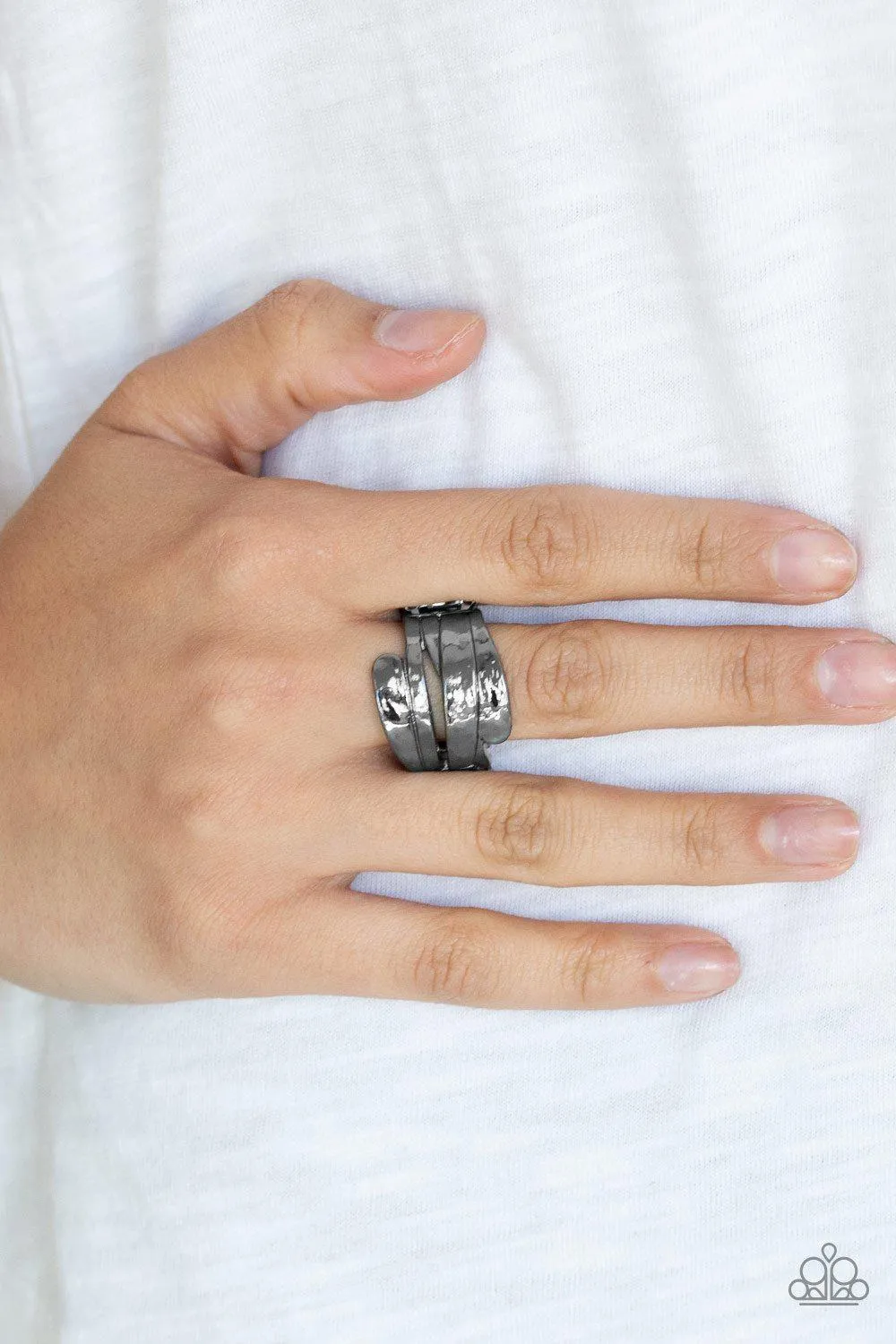 Behind The SHEEN Black Ring - Paparazzi Accessories