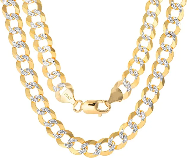 Better Jewelry 10K Gold 8.5mm Cuban Chain Diamond Cut Two Tone