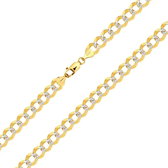 Better Jewelry 10K Gold 8.5mm Cuban Chain Diamond Cut Two Tone