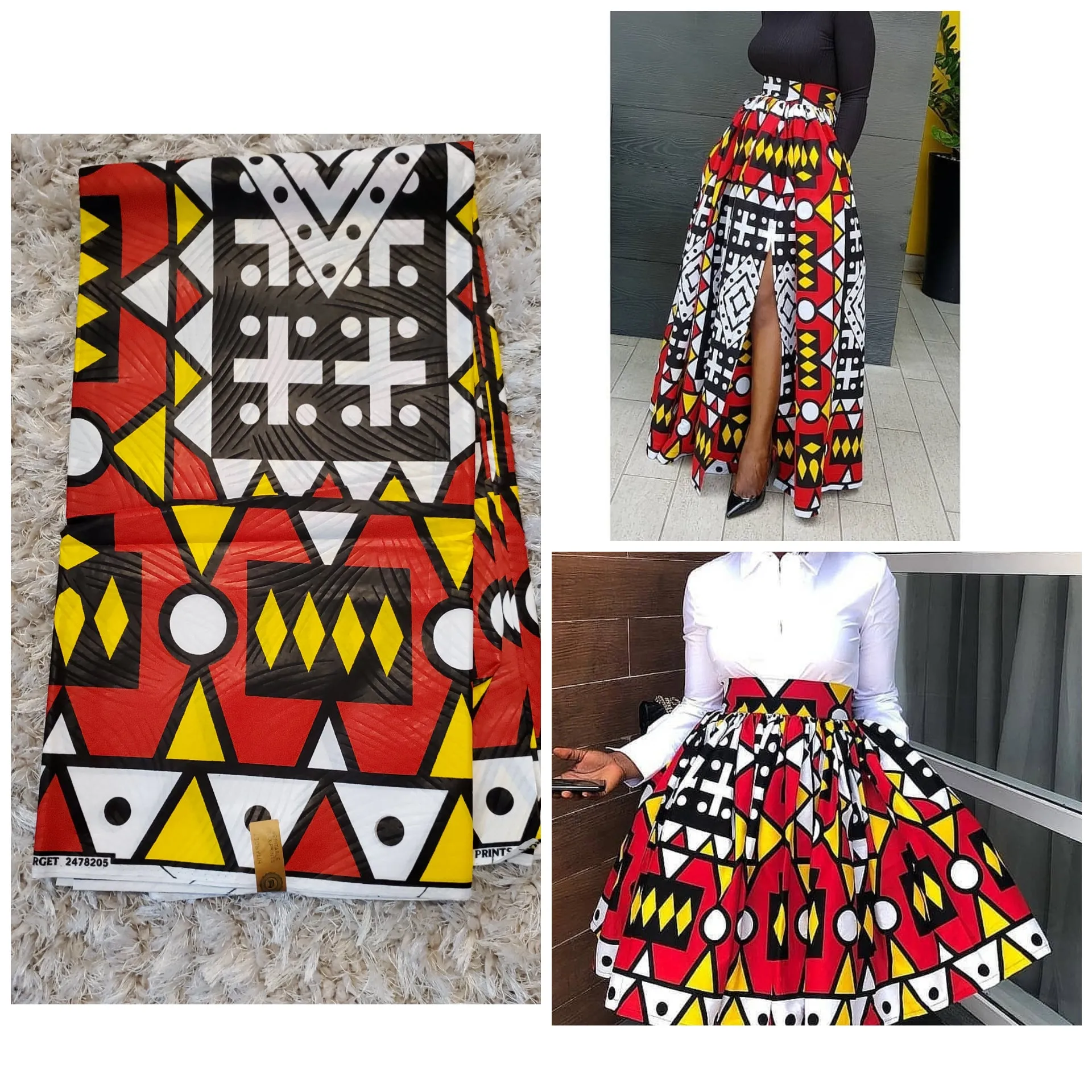 Black, Red and Yellow Samakaka Multicolor African Ankara Fabric