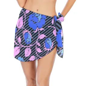 BLUE PINK ROSE PRINT copy Beach Sarong Wrap