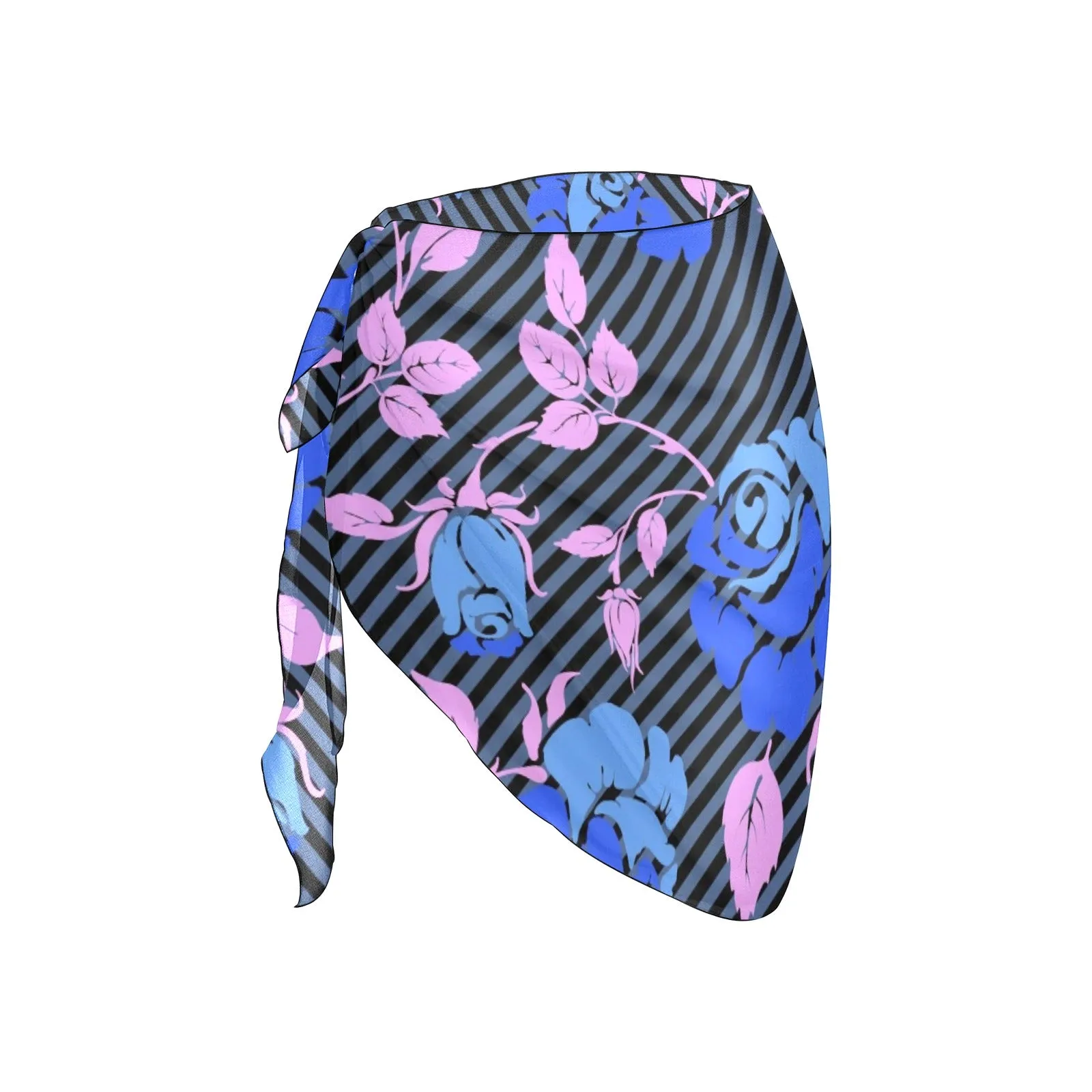 BLUE PINK ROSE PRINT copy Beach Sarong Wrap