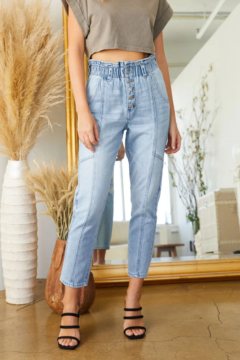 Bronte Ultra High Rise Paperbag Mom Jeans