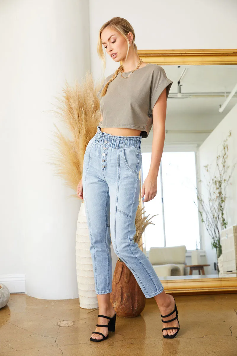 Bronte Ultra High Rise Paperbag Mom Jeans