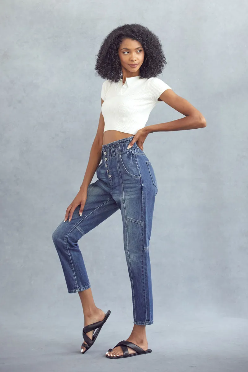 Bronte Ultra High Rise Paperbag Mom Jeans